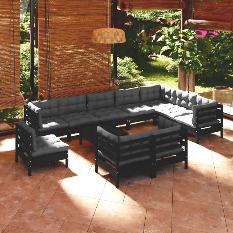 Day and Night - Day and Night Garden Furniture 11 Pieces with Black Cushions Solid Pine Wood