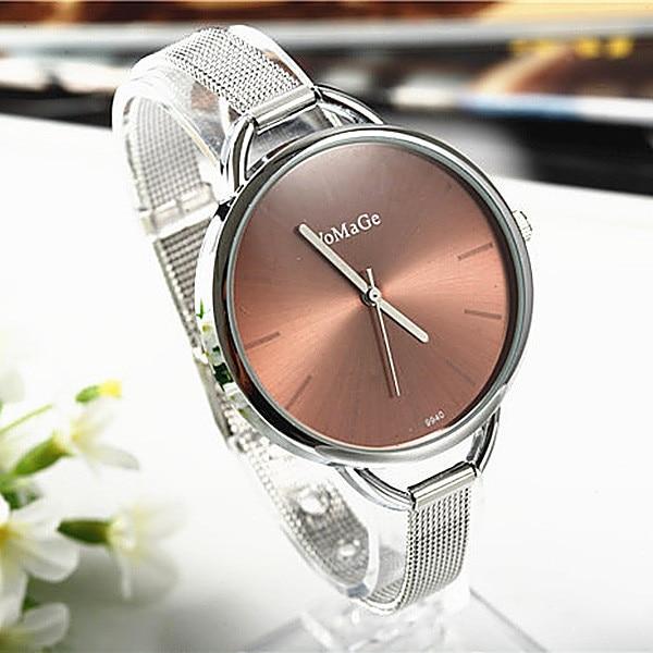 

Роскошные золотые женские наручные часы бренда Womage Ladies Ultra Slim Stainless Steele Mesh Mini Bracelet Quartz Watch