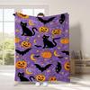 Warm Halloween Flannel Blanket - Cartoon Ghost & Pumpkin Design