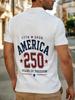 Men'S Outdoor Polo Shirt, Multi-Sizes Available, Men'S Short Sleeve Polo, Chest Letter Number Print, Hem Union Jack Pattern, Men'S Top, Suitable for