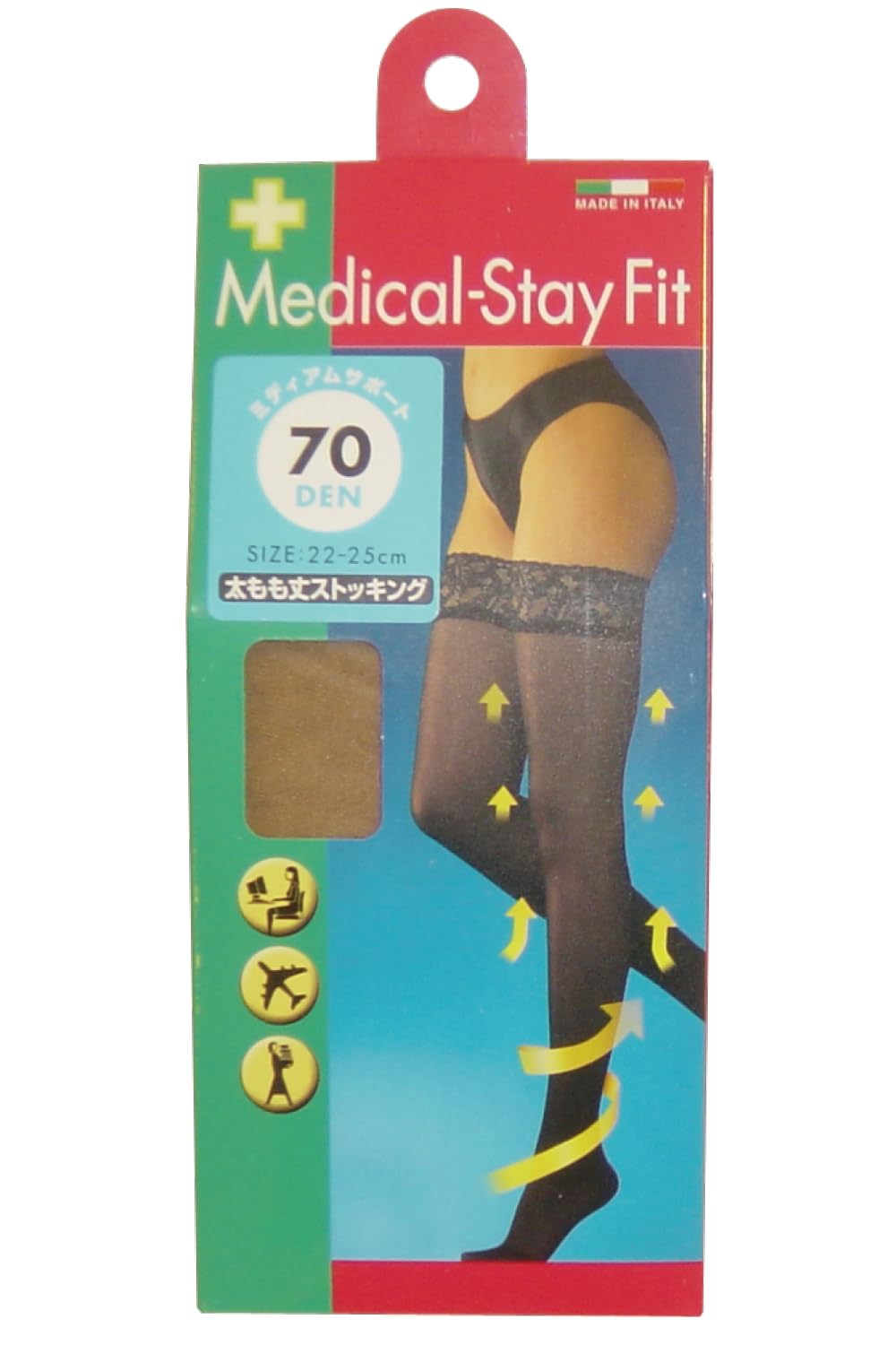 

Compression Elastic Stockings for Slim and Beautiful Legs Medical Stay Fit Compression Thigh Length Stockings 70 Denier Nude Beige Made in Italy Fit