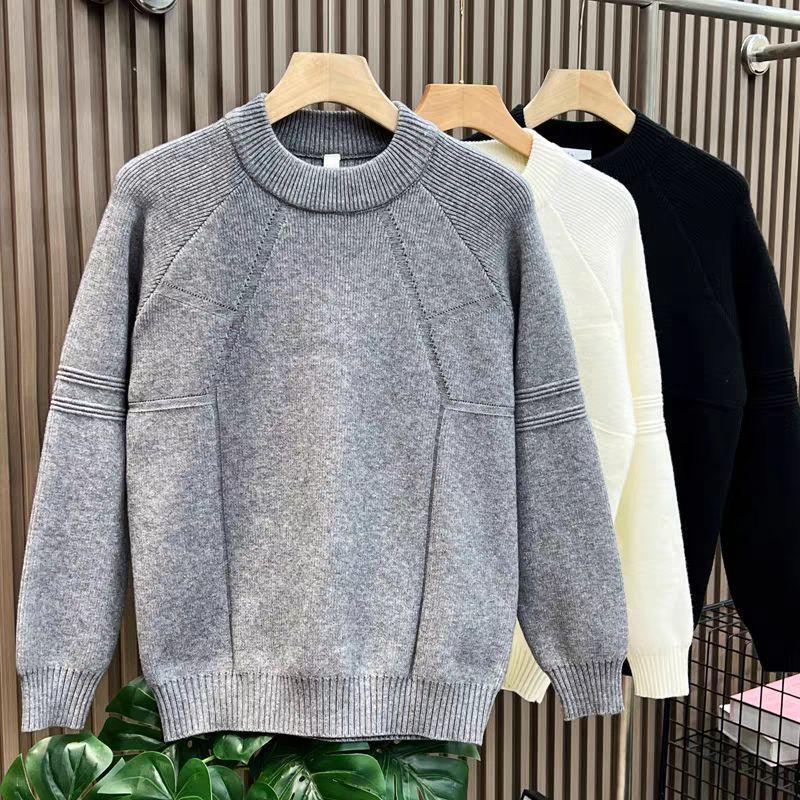Autumn And Winter New Style Mens Crew Neck Sweater Knitwear Trendy Minimalist Stylish Versatile Slim Fit Bottoming Shirt Top