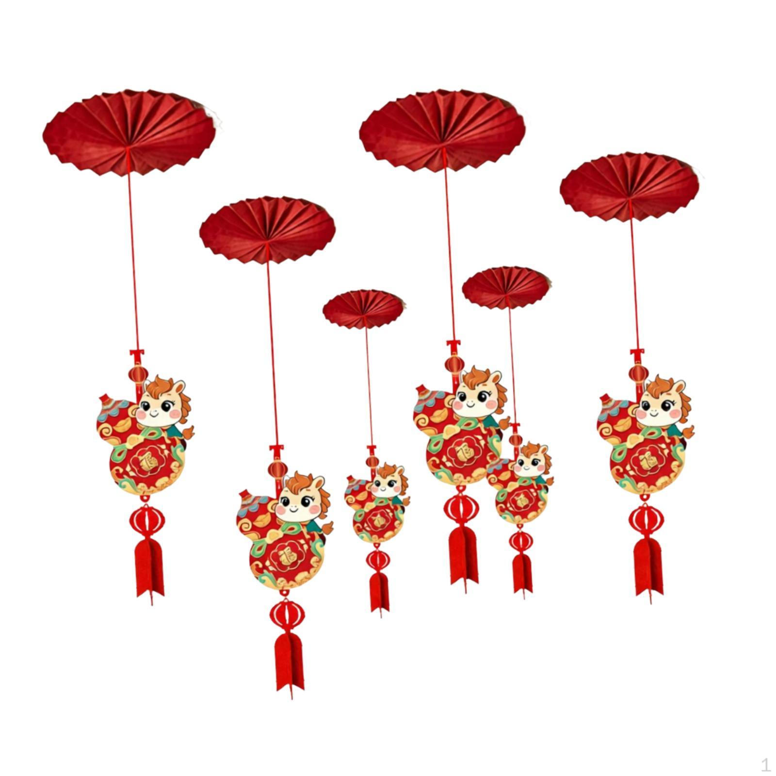 

6 Pieces Happy Year Ceiling Decorations Spring Festival Decor Creative Hanging Ornament for