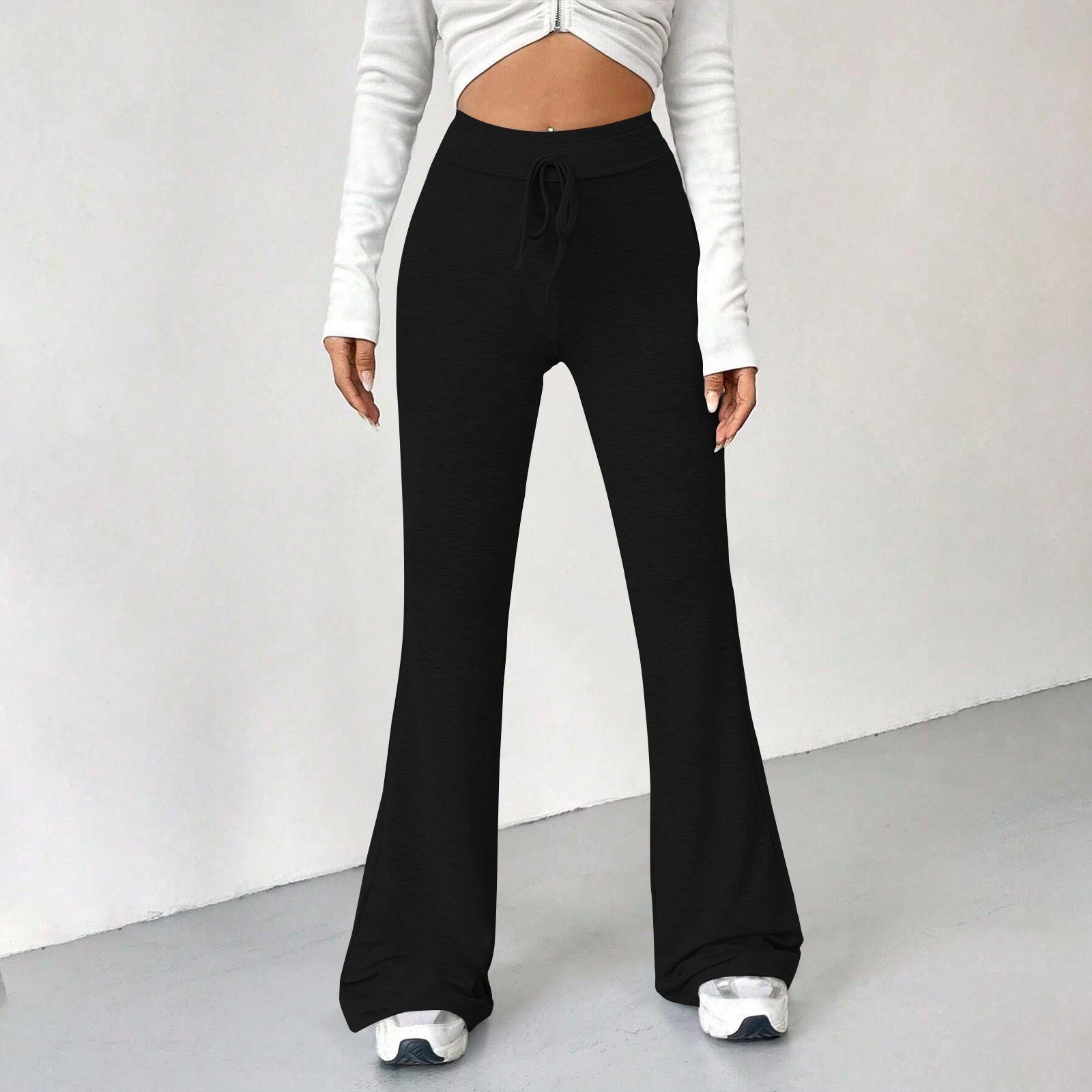 

Женские брюки для отдыха на природе, йоги, упражнений, облегающие, с высокой посадкой и кулиской M чёрный