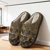 Men's and Women's Autumn Winter Warm Plush Cotton Slippers - Printed Design