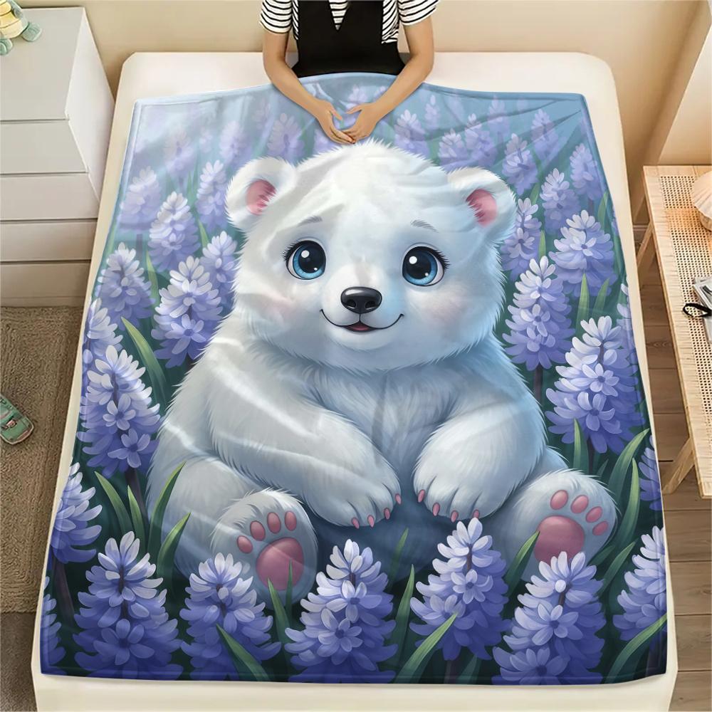 1Pc Cartoon Print Flannel Blanket, High Quality Comfortable for All Seasons, Home Decor, Warmth and Comfort, Perfect for Christmas Birthday Gift