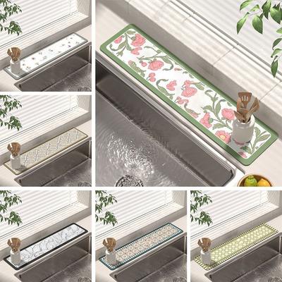 Tapis absorbant anti-éclaboussures antidérapant Tapis de séchage antidérapant Protection de plan de travail Fournitures de cuisine et de salle de bain