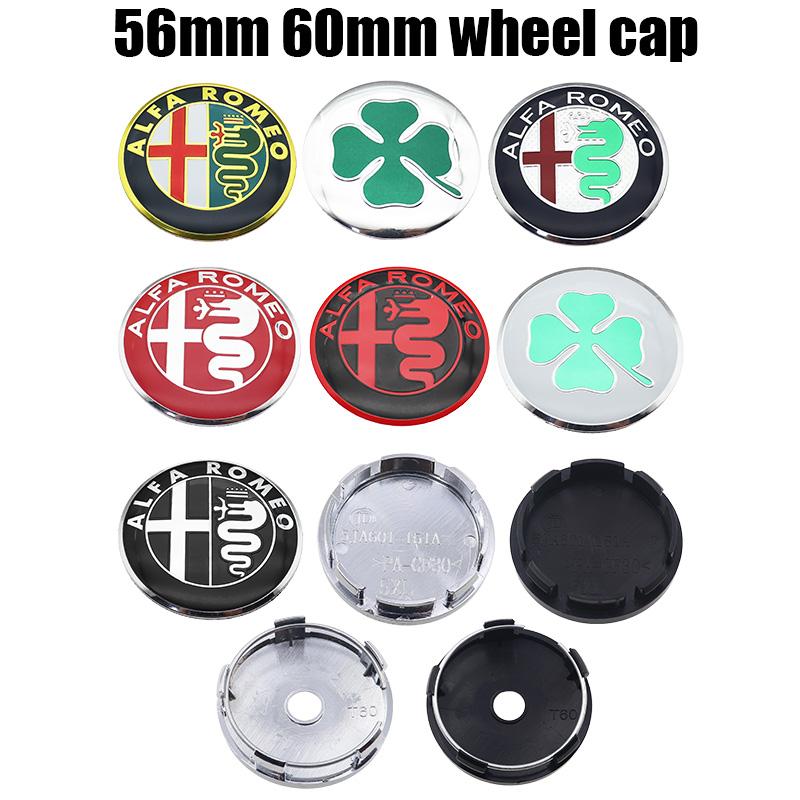 4pcs 56mm 60mm alfa romeo 3D Car emblem Wheel Center Hub auto Rim refit dust-proof badge covers cap styling accessories fw6