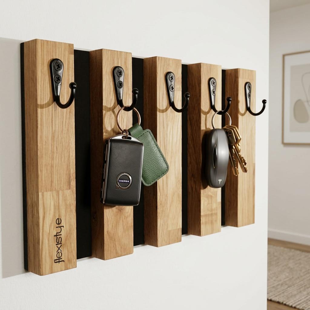 Wooden Key Hanger Lamele 30cm