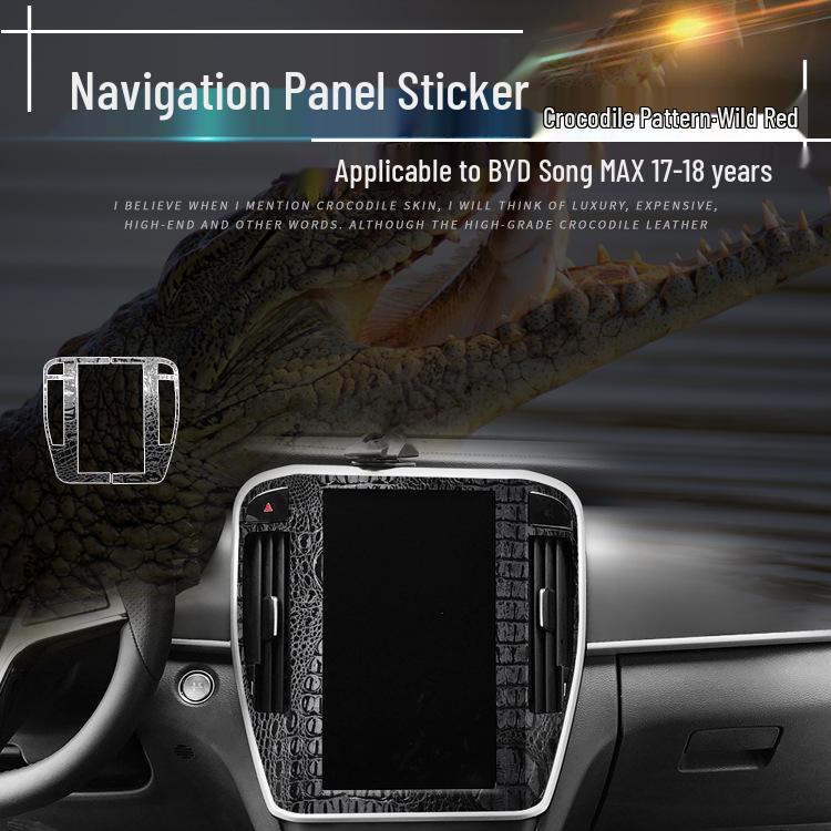 Krokodilmusterfolie für BYD Song MAX Innenraumkonsole & Paneeldekoration, Wildschwarzer Aufkleber