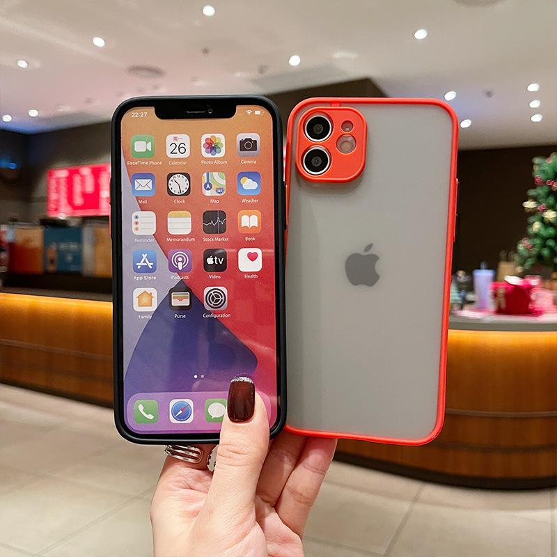 Applicable To Apple 15 Mobile Phone Case IPhone 13 Contrasting Color Mobile Phone Case Apple 11 Matte 14Pro Personality Skin Feeling Shell