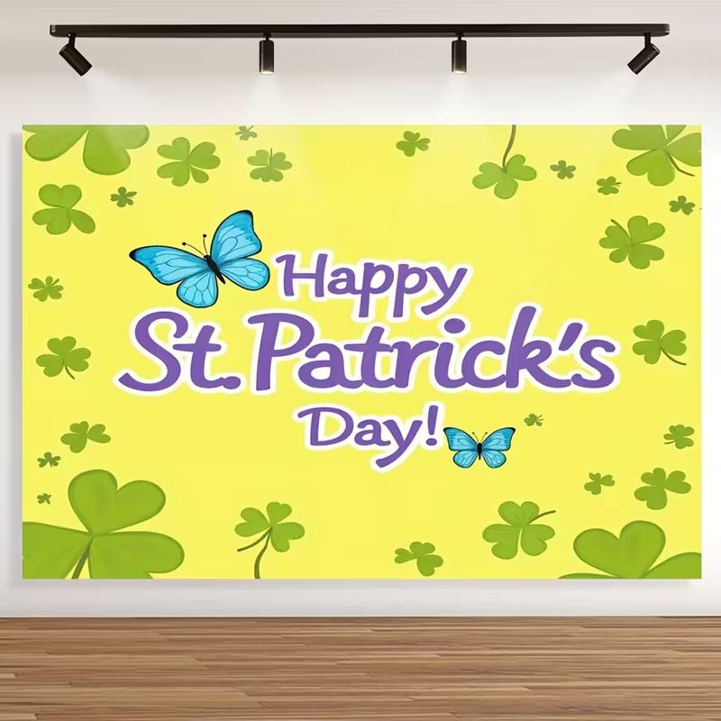 2D Green Shamrock St. Patrick s Day Party Decoration Backdrop 47.2x31.5inch/120*80cm