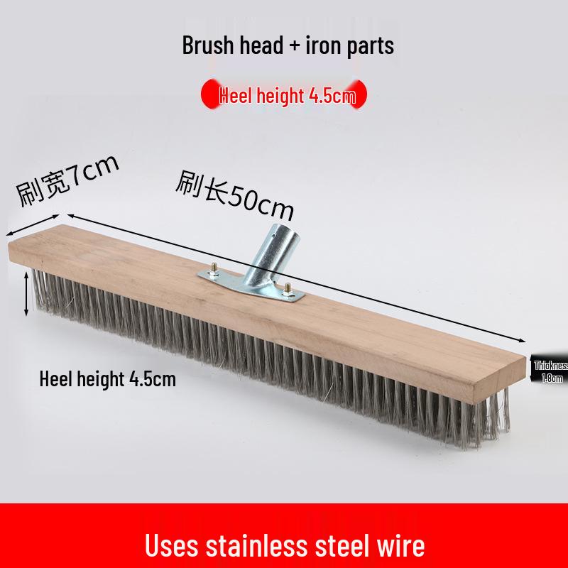 Stainless Steel Long-Handled Hard Bristle Floor Brush for Outdoor Cement Moss Cleaning
