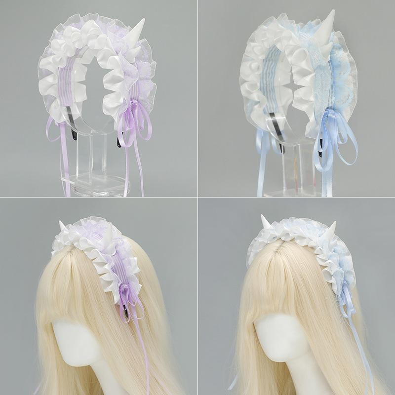 Subculture gothic devil horn headgear yk lolita dragon horn hair accessories sick and delicate dragon horn headband