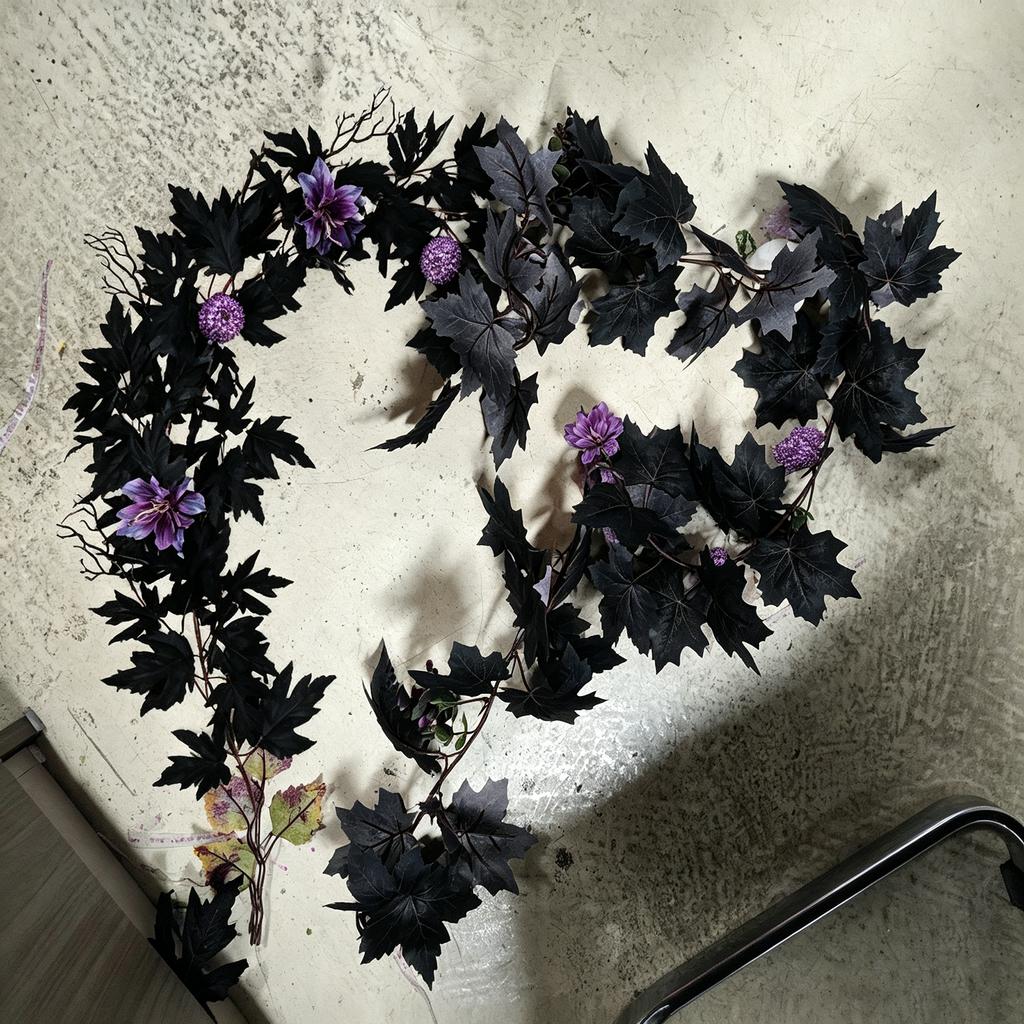 Artificial Maple Leaf Pumpkin Vine Garland 170 To 180cm Halloween Decorative Faux Leaf Garland for Seasonal Home and Event Decoration