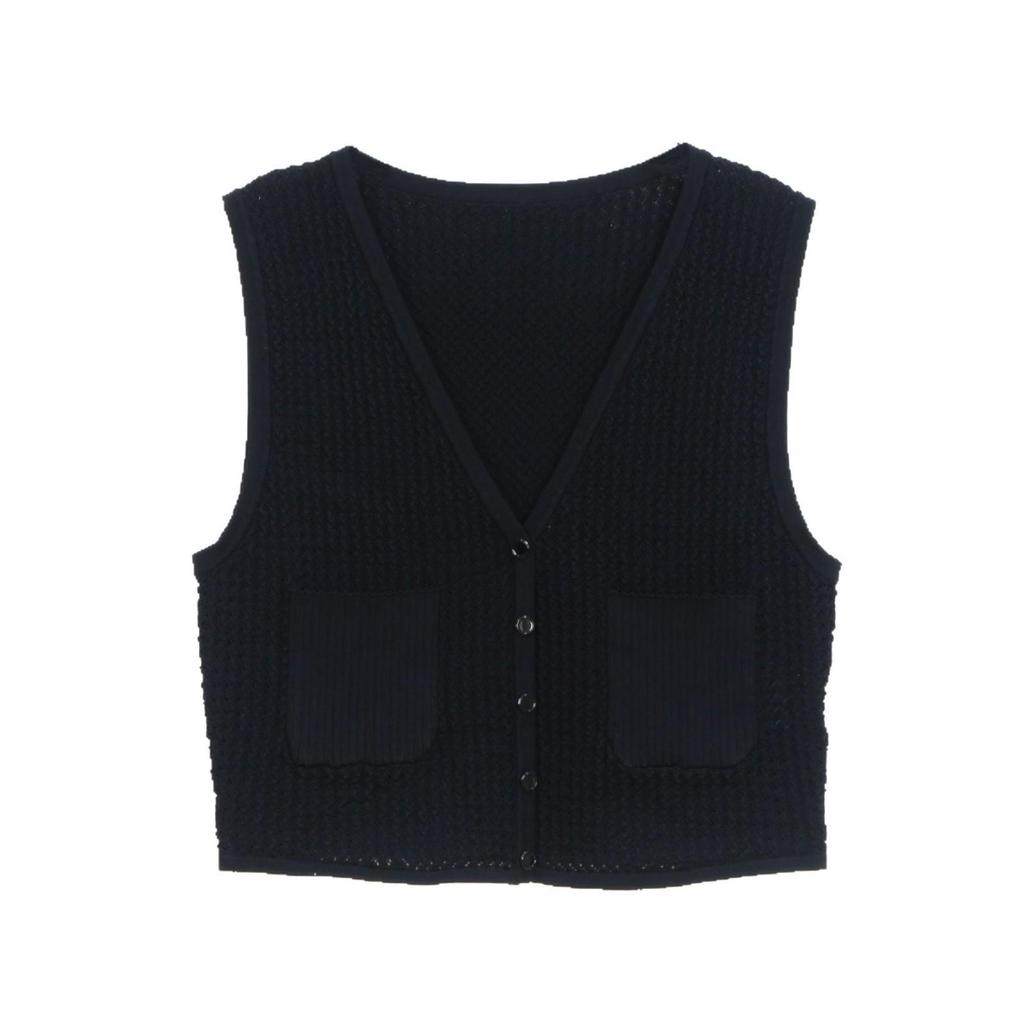 2025 Spring/Summer Women's French Chic Knitted Slimming Vest & Midi A-line Skirt Set.