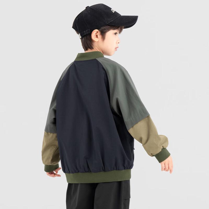 Kids' American Retro Color-block Baseball Jacket