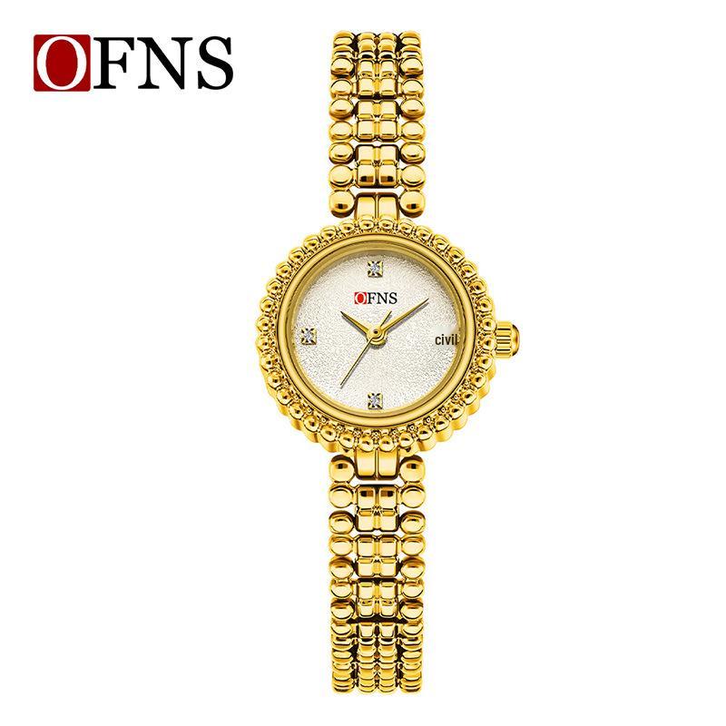 

OFNS Women s Waterproof Starry Sky Rhinestone Quartz Watch with Alloy Bracelet - Versatile Round Design for Girls