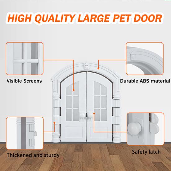 Retro Cat Door French Style Cat Door Lockable Double Door Easy Installation Pet