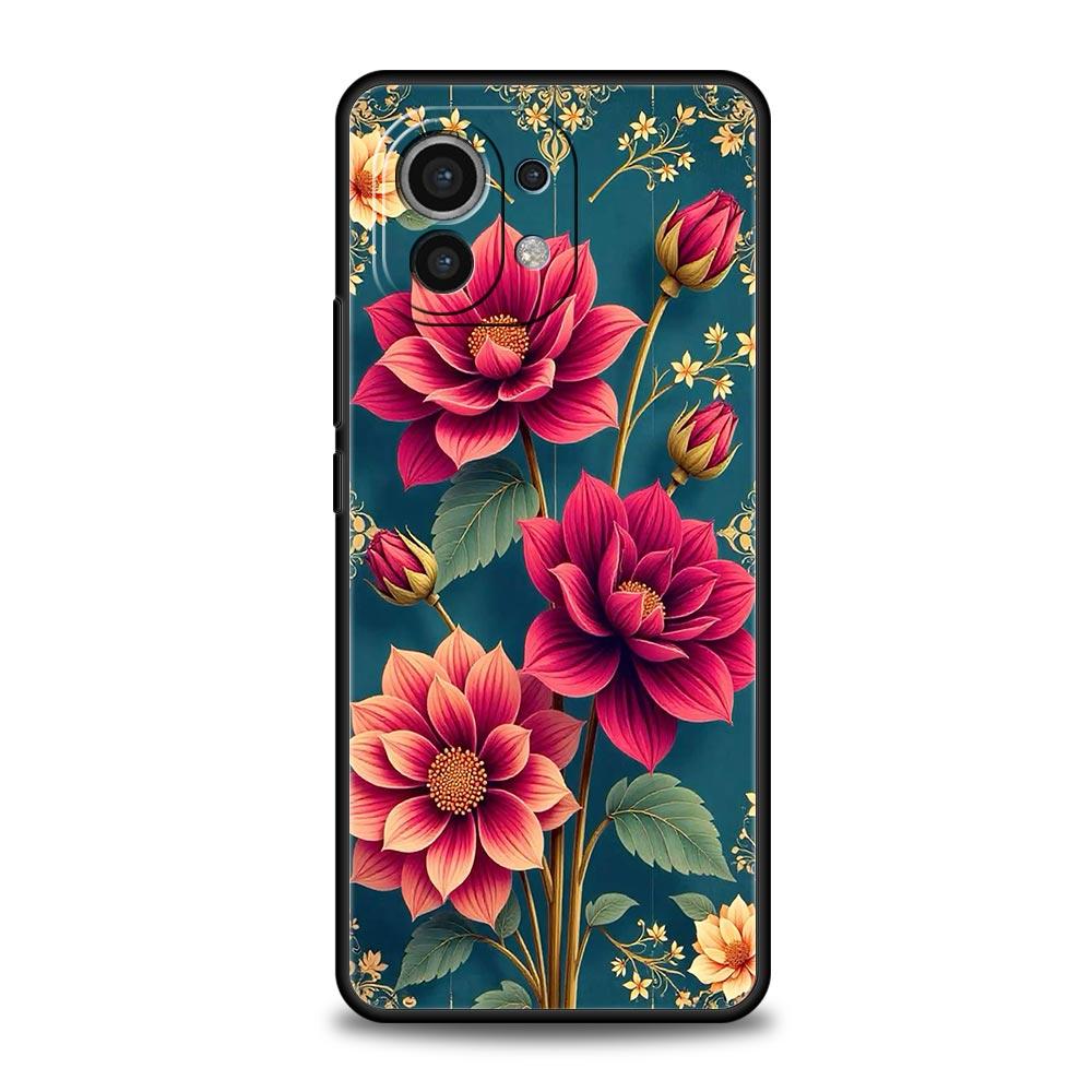 Abstract Plants Flower Phone Case Cover for Xiaomi Mi 17 15 14 13 12 11 Ultra 15T 14T 13T 12T 11T Pro Lite 5G Soft TPU Shell Bag