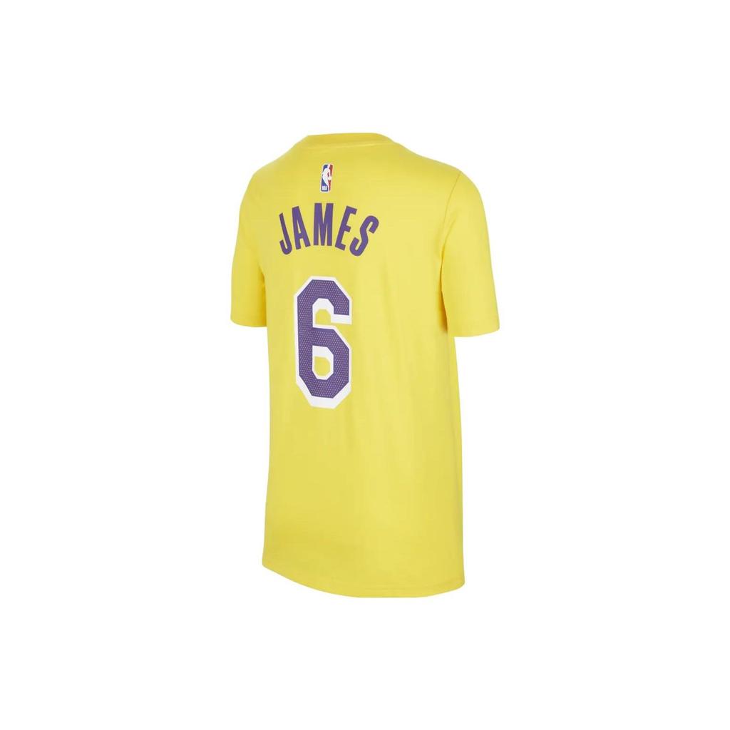Nike NBA Collaboration T-Shirt Los Angeles Lakers Letter Number Print Sports Short Sleeve Kids Tops Amarillo-Yellow DR0777-728