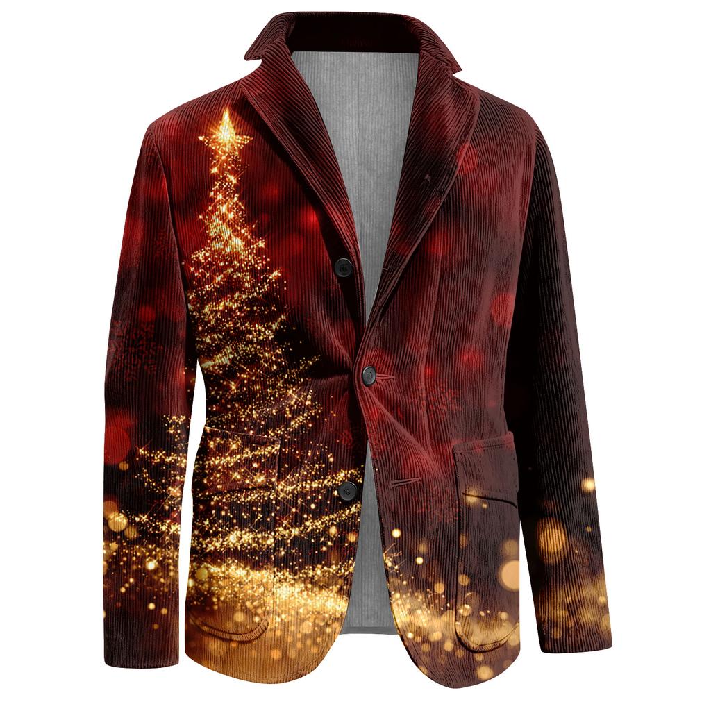 Herren Hässlicher Weihnachten Kord Warmtaschen Anzugjacke Strickjacke Herren Freizeitanzug