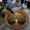 Golden Tree Round Area Rug,Carpet Rug for Living Room Bedroom Sofa Playroom Decor,Non-slip Floor Mat