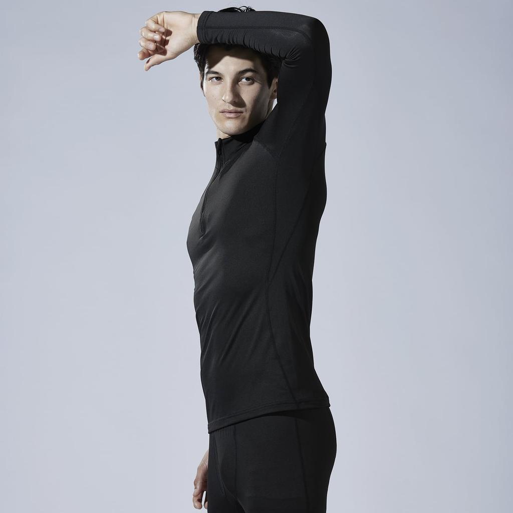 Otafuku Gloves Winter Long Sleeve High Neck Shirt Fully Half Quick Size M [Heat Retention, Deodorizing, Zipper, Drying, Compression] JW-247 Black,