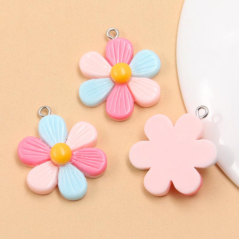 5 Color Resin Flower Charms: 24x30mm for Bags, Necklaces, Bracelets, and Phone Accessories