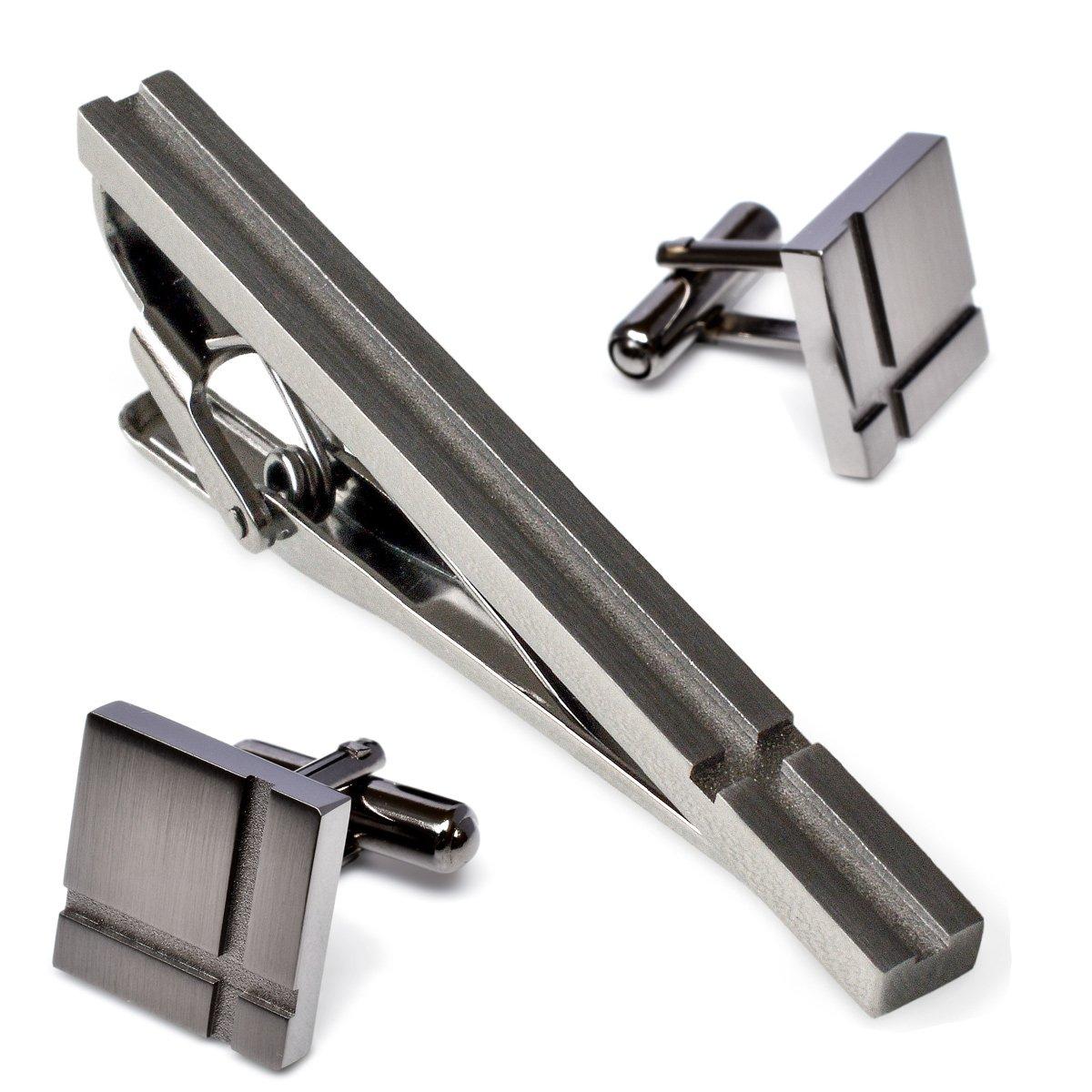 

Зажим для галстука и запонки Tabarat, сделано из латуни, зажим для галстука и запонки и набор, Япония, крест, мужской (Черное серебро)