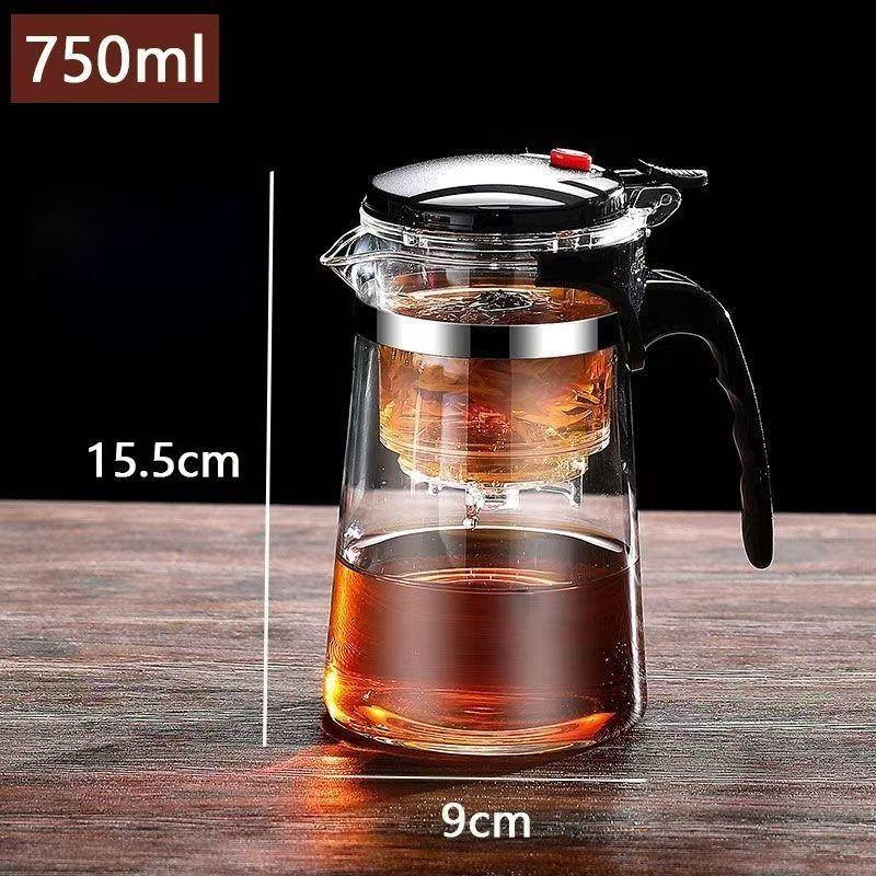High-temperature resistant and elegant cup, household tea set, one-click tea and water filtration, glass teapot cover
