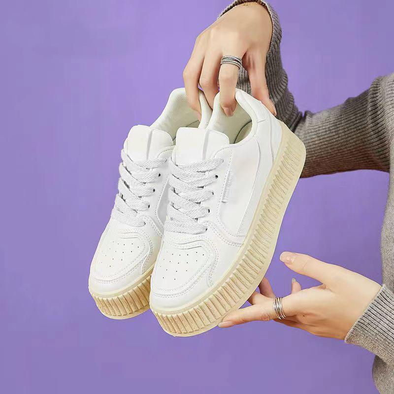 

Женские кроссовки Весна Новые универсальные белые туфли на платформе Увеличивающие рост студенческие кроссовки для отдыха 40