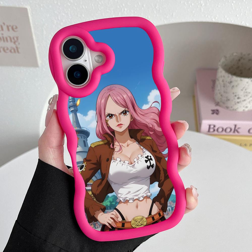 Jewelry Bonney Phone Case for iPhone 17 16 15 14 13 12 11 Air Pro Max Plus Red Soft TPU Wavy Edge Cover