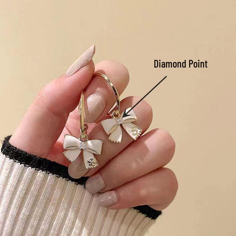 

Серьги-кольца из стерлингового серебра в корейском стиле с бантами - Модные, простые, серьги-пусеты в стиле богини.