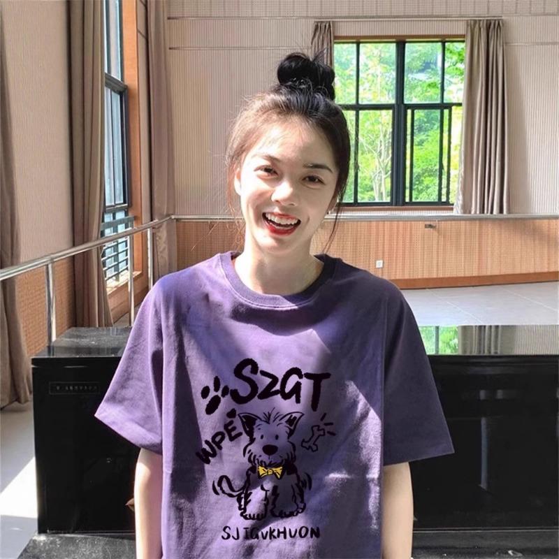 Summer Fashion O Neck Printing Loose Casual T-shirt Women Harajuku Vintage Short Sleeve Cotton Pullover Tee