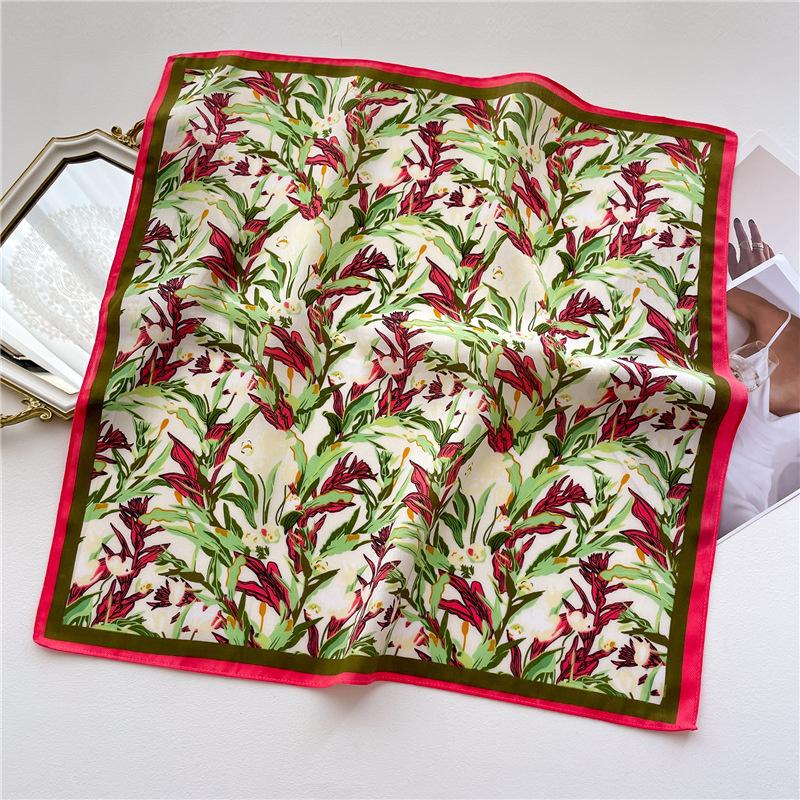 70cm Cotton Floral Print Bandana Square Scarf Women Girls Headband Accessories Handkerchief Neckerchief Hairscarf Pashmina Shawl