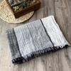 Korean Style Cotton & Linen Patchwork Scarf for Women - Solid Color, Tassel Shawl, Elegant & Easy-to-Match Neck Warmer for Early Autumn