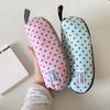 Cute Polka Dot Quilted Pencil Case Large Capacity Portable Strap For School Office Students Use