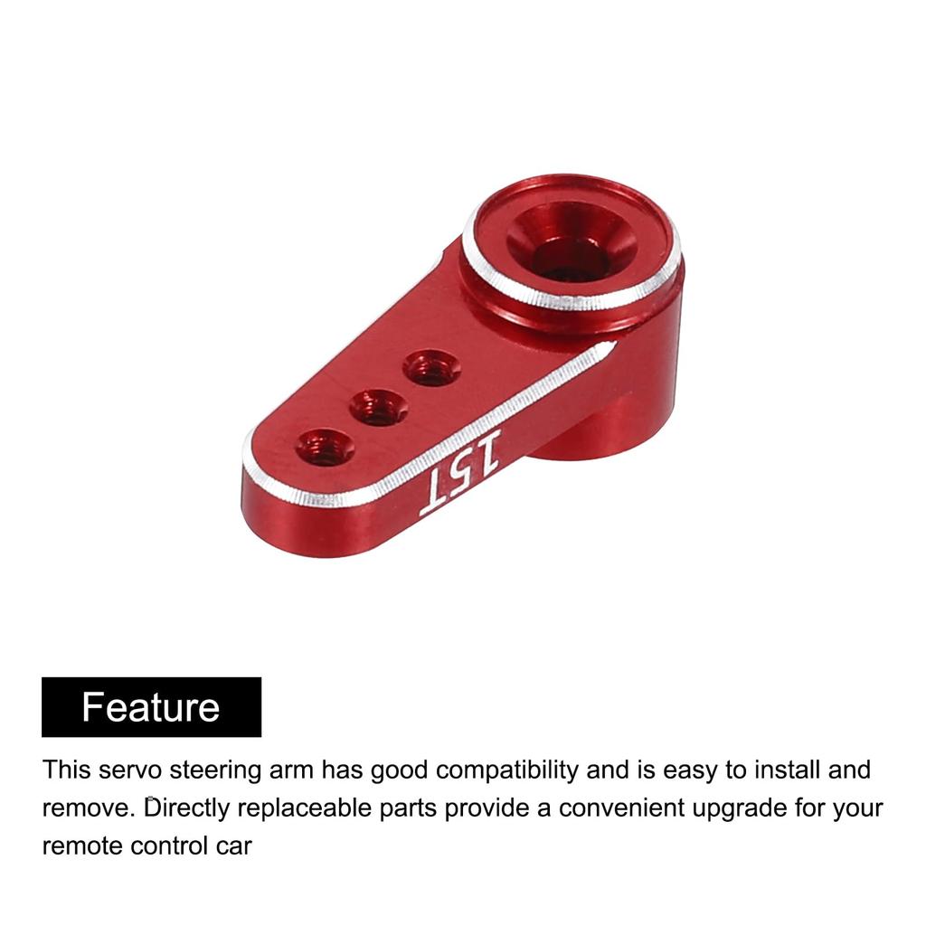 Uxcell 2pcs Aluminum Servo Horn 15T Servo Horn Steering Short Arm Red DIY RC Boat Model Accessory with Screws 17.5mm Car/Boat/Airplane
