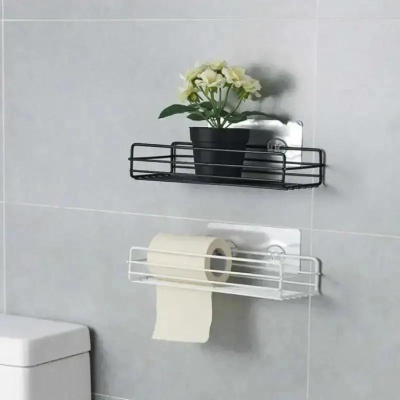 Wrought Iron Bathroom Shelf Toilet Free Punching Washing Hanging Basket Wall Storage Rack