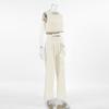 European and American street style fashion casual suit khaki cotton and linen sleeveless top trousers two-piece set summer wholesale women