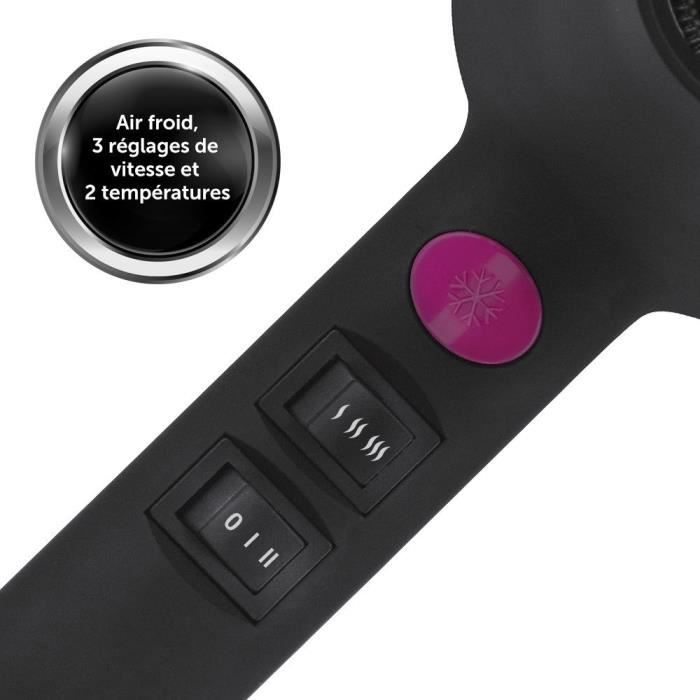 Sèche-cheveux - revlon - rvdr5251e - perfect heat - 2000 w - moteur ac - 2 vitesses - noir / rose