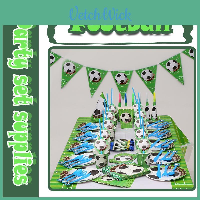 Football Theme Party Tableware Plates Napkins And Flags For Kids Birthday Celebration