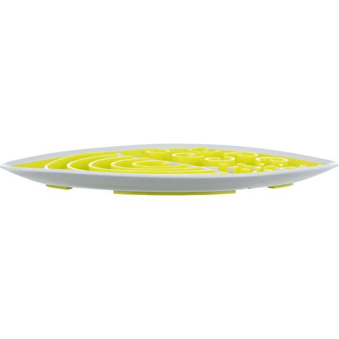 Assiette à lécher - TRIXIE - Ovale 28x21cm - Jaune - Anti-dérapante - Pour chien