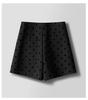 Nové dámské šortky s vysokým pasem s puntíky z tvídu A-střihu bootcut na podzim/zimu 2024
