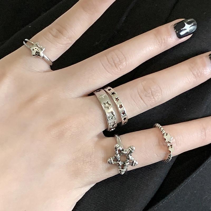 Star Copper Stylish Ring Adjustable For Women Retro Chic And Style Geometric