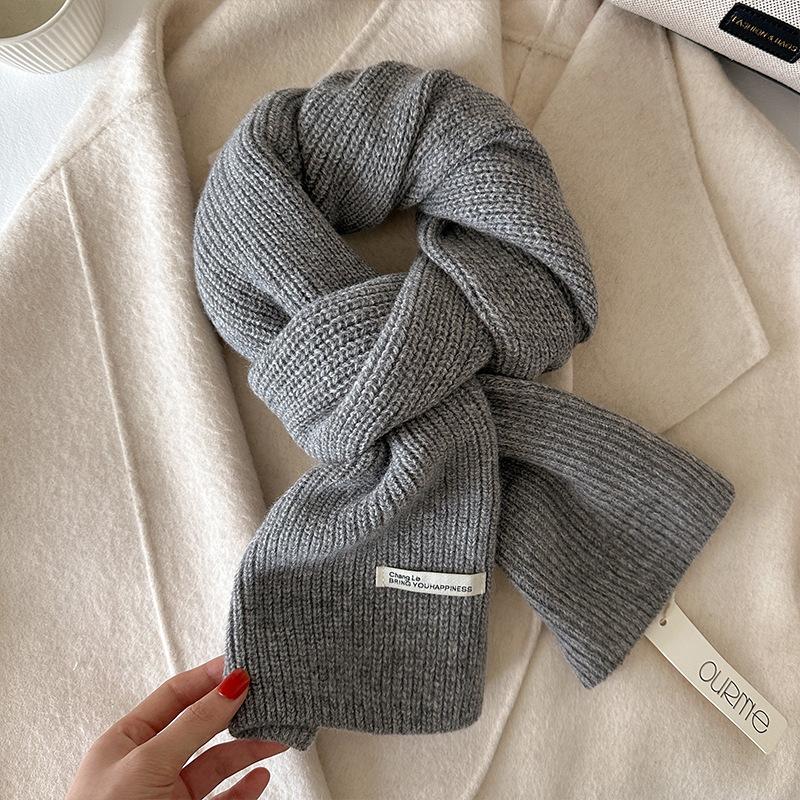 

2025 100% Australian Wool Scarf Women Winter Solid Color Knitted Scarf Windproof Thick Warm Neck Protection Ladies Knit Scarf 20x160cm