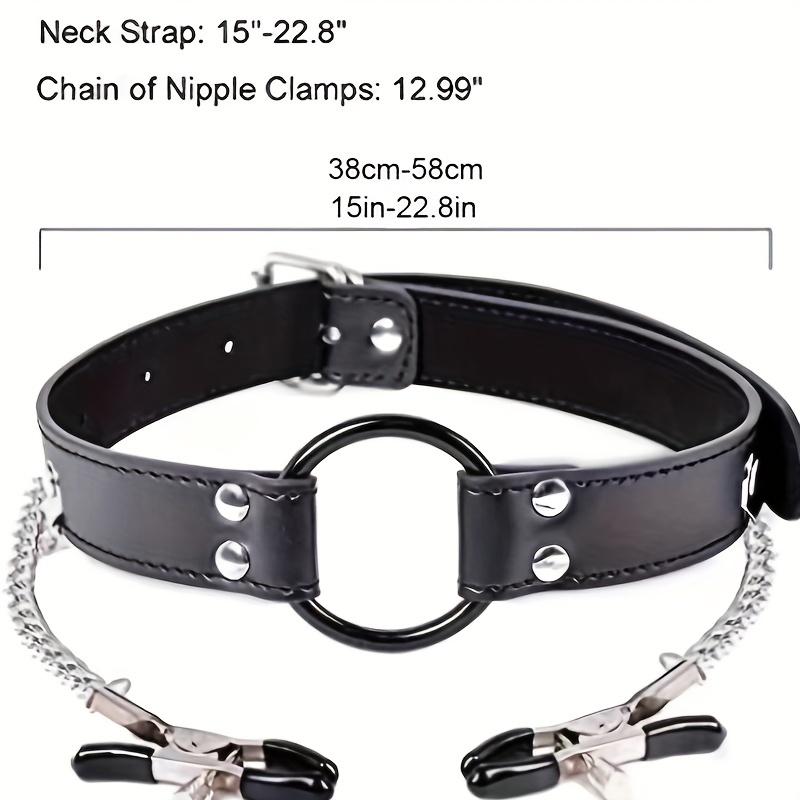 2ks BDSM Mouth O Ring Gag Svorka na bradavky Korzet Opasek Sexuální hračka Produkty pro dospělé Sexy Bondage SM Collar Restraint Ústa pouta Kožený trénink