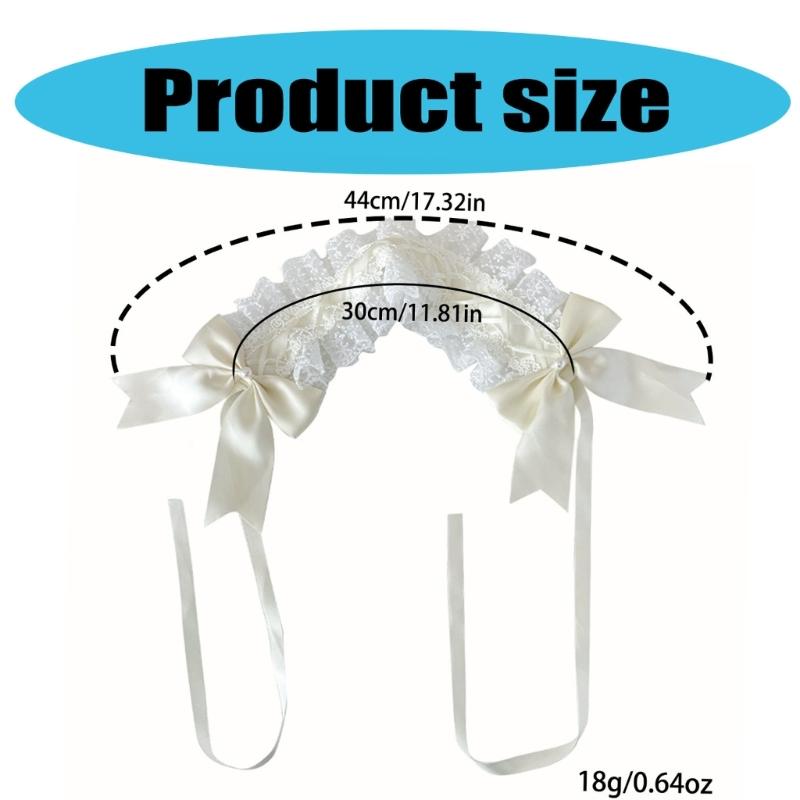 Lace Bowknot Hairhoop for Women Girl Sweet Ribbon Lace Headband Cosplay Costume Party Headdress for Anime Show
