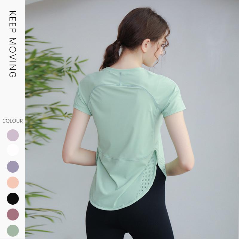 Women's Quick-Dry Short Sleeve Yoga Top - Loose Fit, Nylon, Summer Sportswear